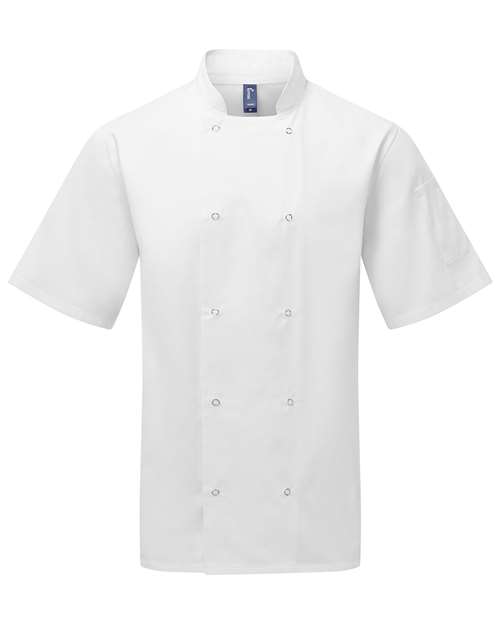 Unisex Ten Studded Front Chef Short Sleeve Coat