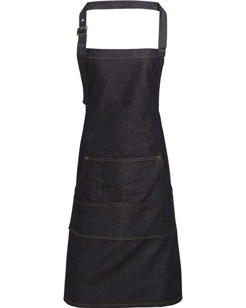 Jeans Stitch Denim Bib Apron with Pockets