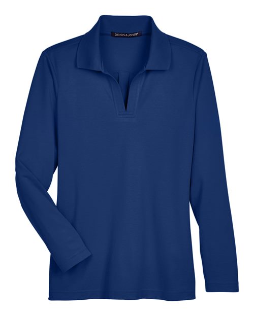 Women's CrownLux Performance® Plaited Long Sleeve Polo