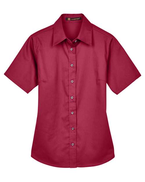Women's Easy Blend™ Short Sleeve Twill Dress Shirt with Stain-Release