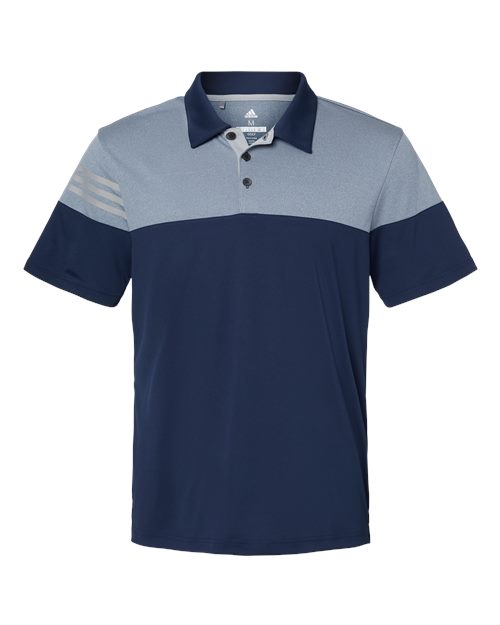 Men's Heathered 3-Stripes Colorblocked Polo