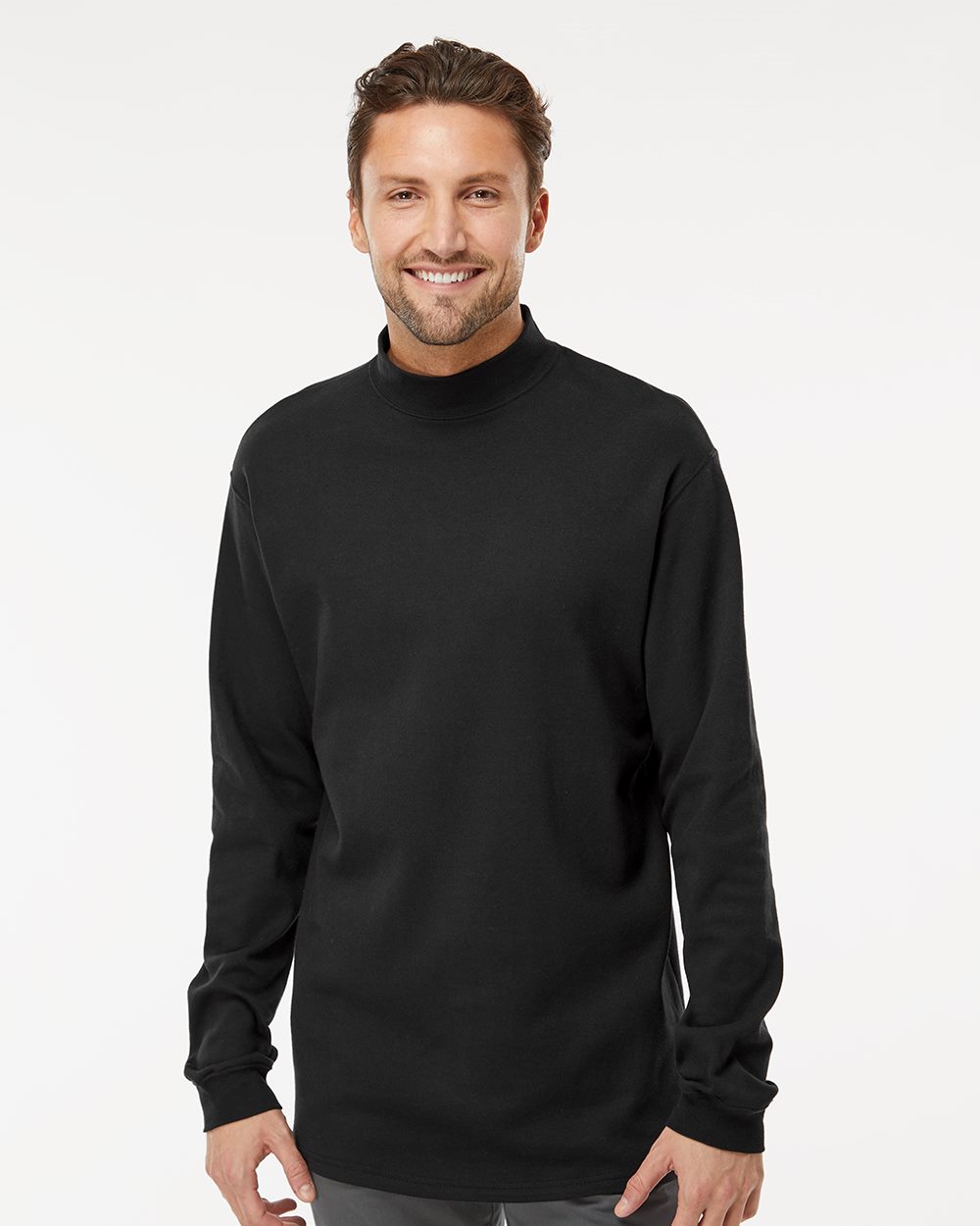 King Fashion - Jersey Interlock Mockneck Long Sleeve T-Shirt - KF4600