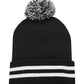 TUQUE REVERS POMPOM RAYURE.