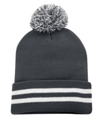 TUQUE REVERS POMPOM RAYURE.