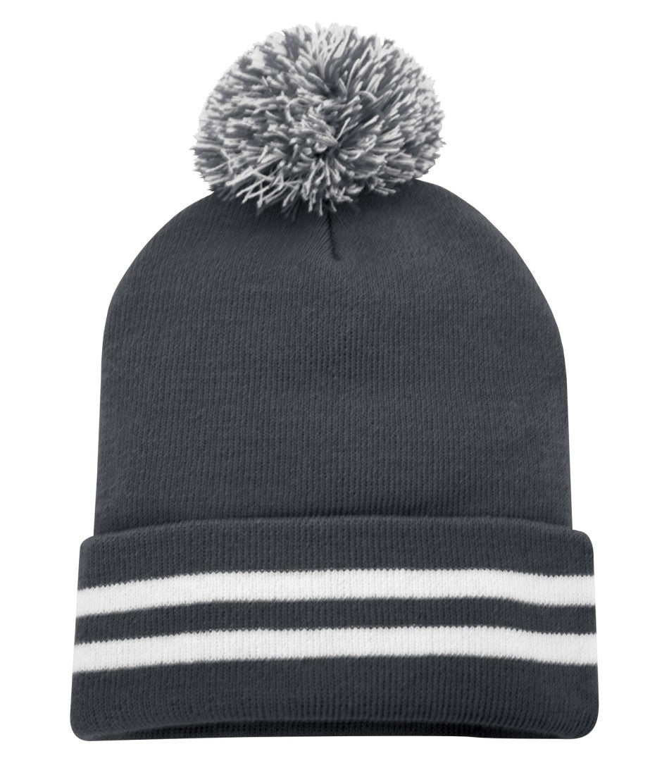 TUQUE REVERS POMPOM RAYURE.