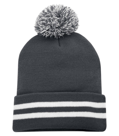 TUQUE REVERS POMPOM RAYURE.