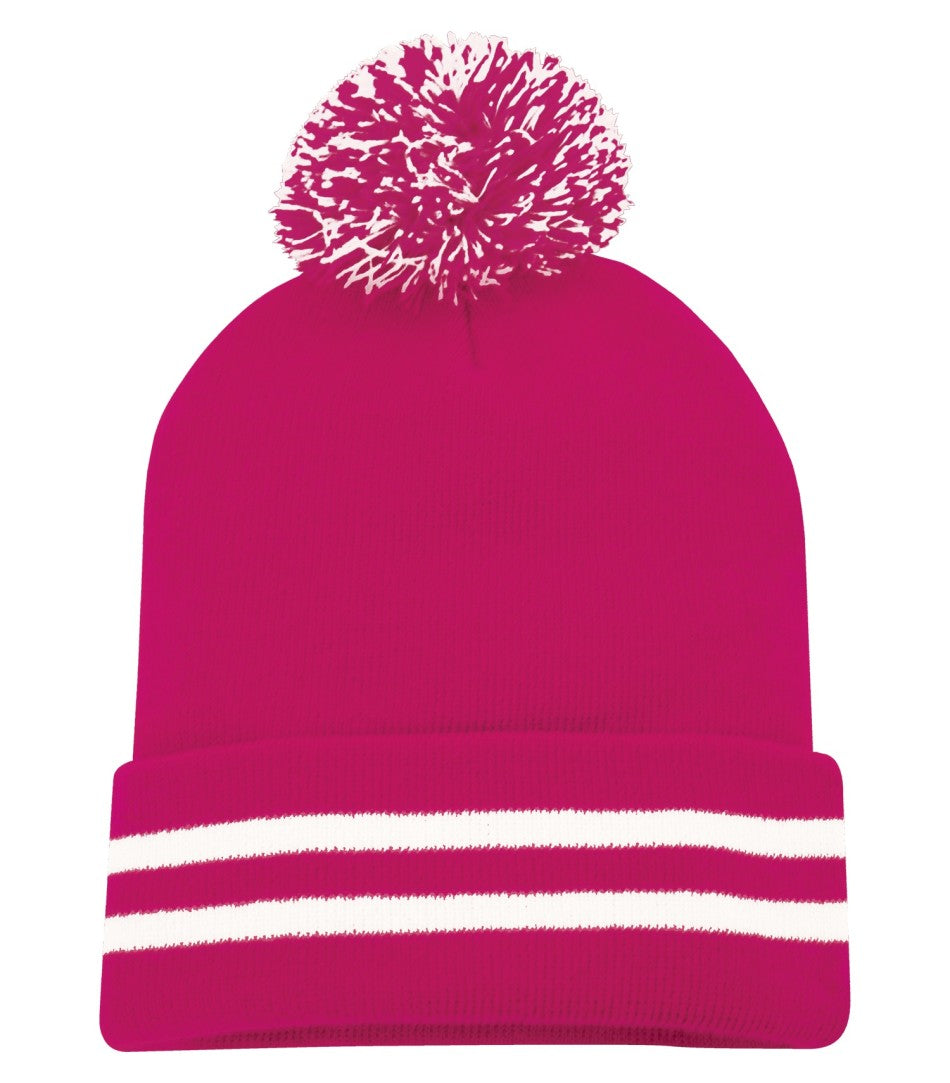 TUQUE REVERS POMPOM RAYURE.