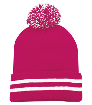 TUQUE REVERS POMPOM RAYURE.