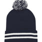 TUQUE REVERS POMPOM RAYURE.
