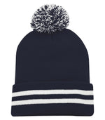 TUQUE REVERS POMPOM RAYURE.