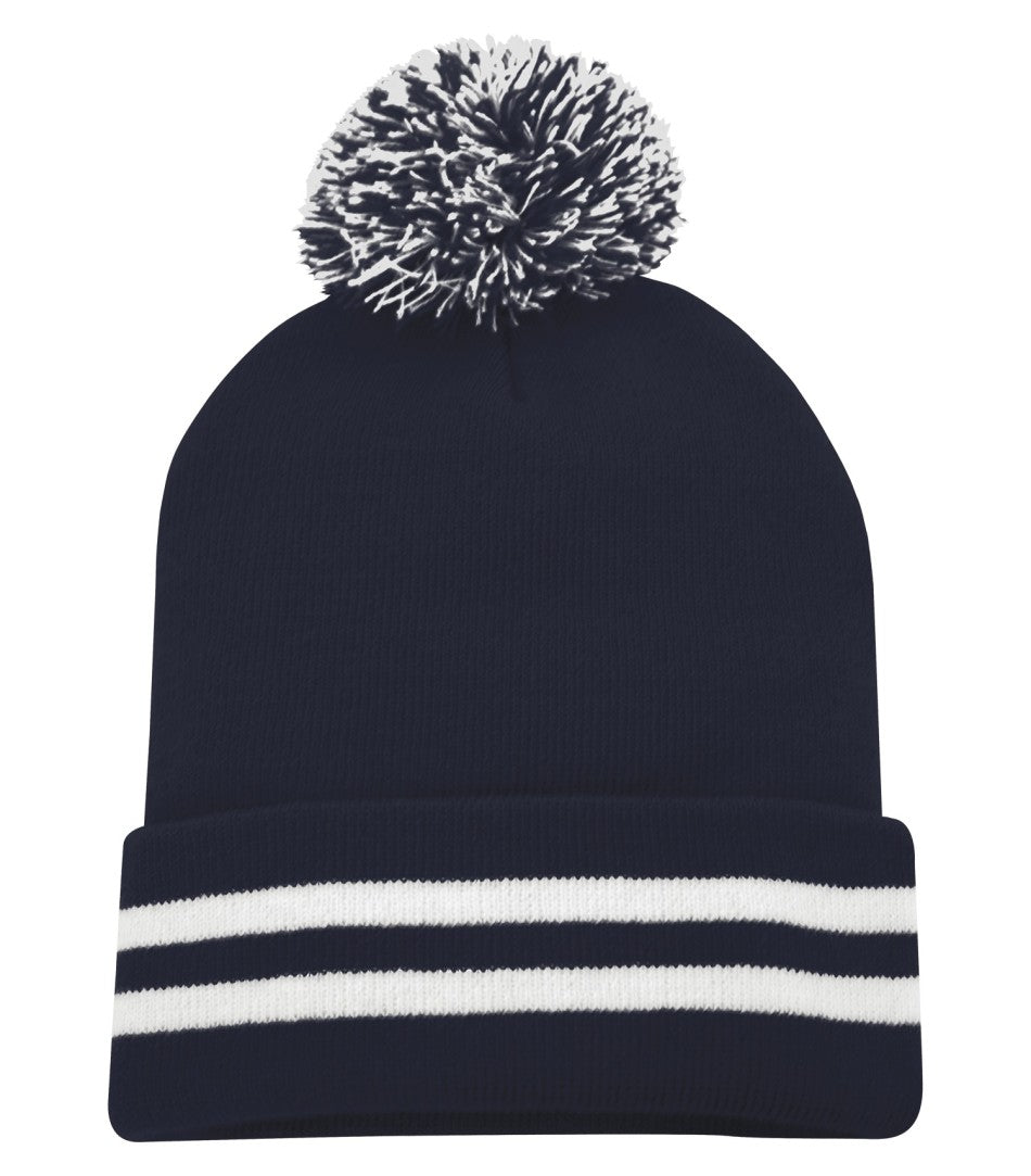 TUQUE REVERS POMPOM RAYURE.