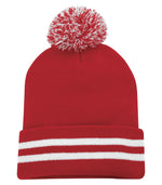 TUQUE REVERS POMPOM RAYURE.
