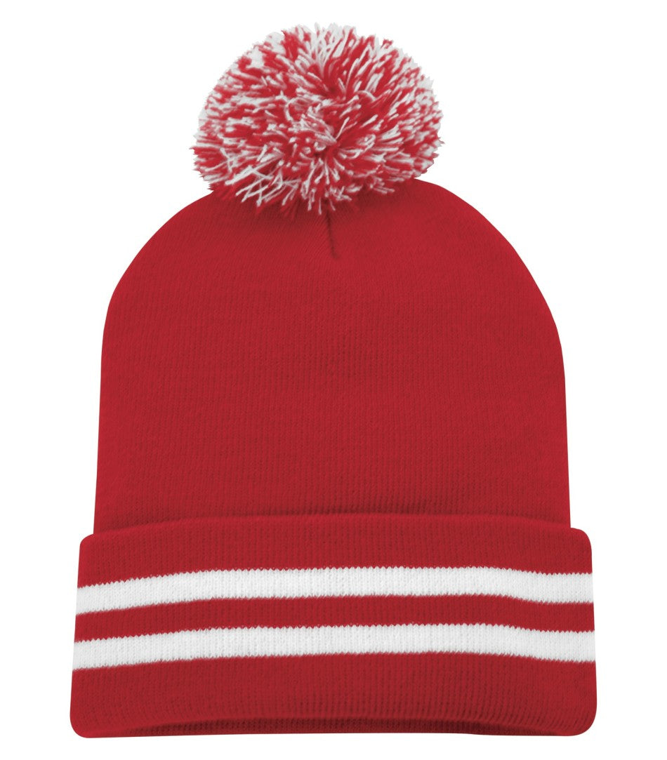 TUQUE REVERS POMPOM RAYURE.