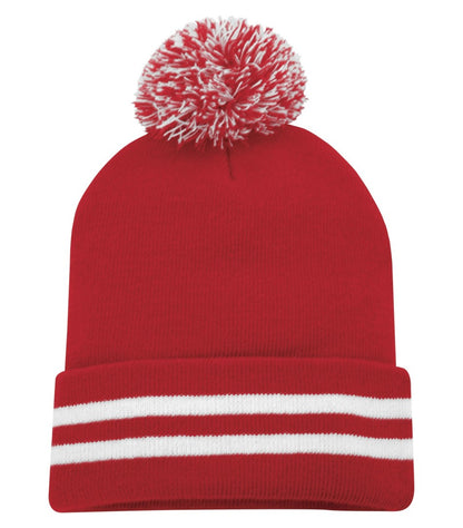 TUQUE REVERS POMPOM RAYURE.