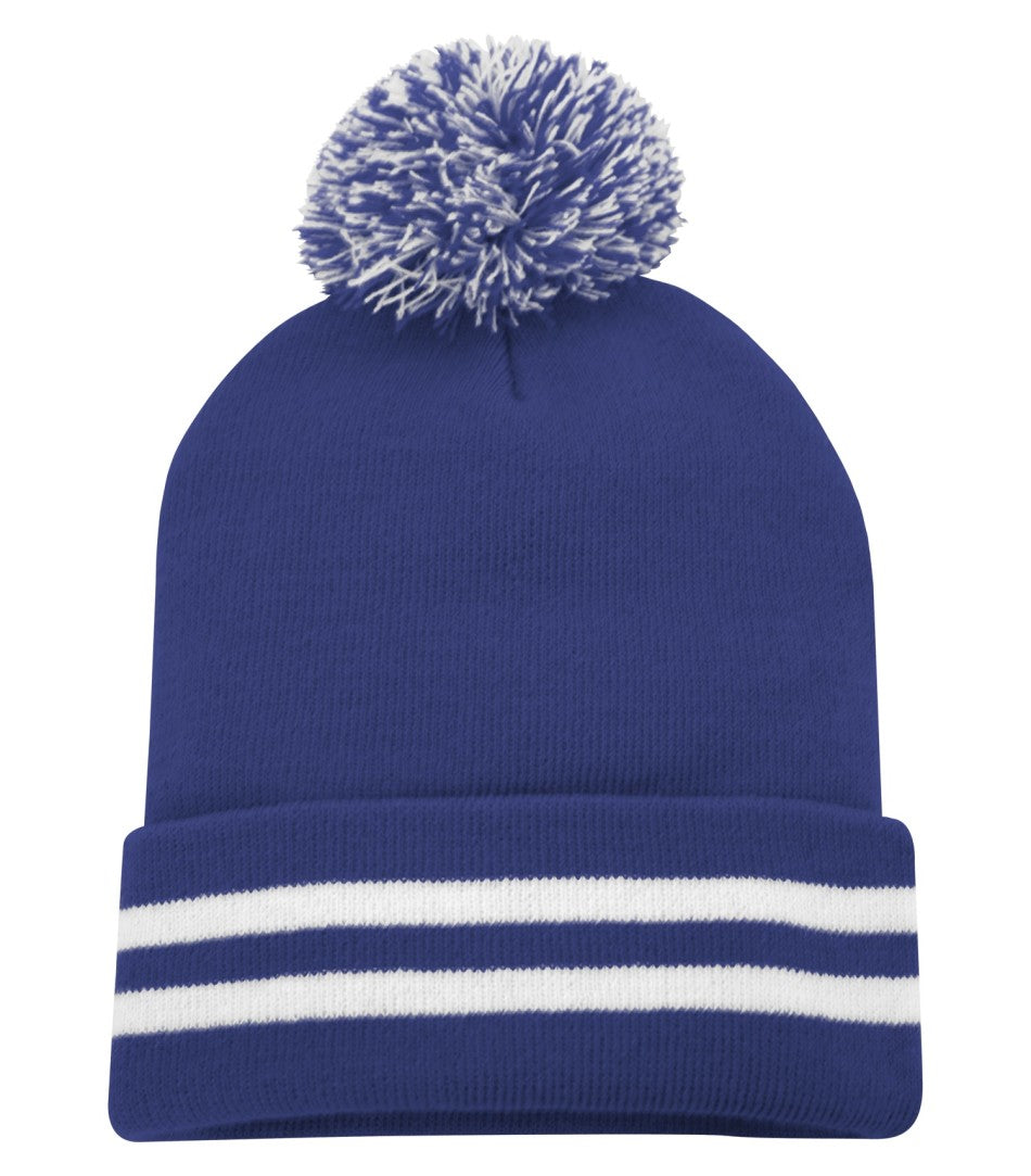 TUQUE REVERS POMPOM RAYURE.